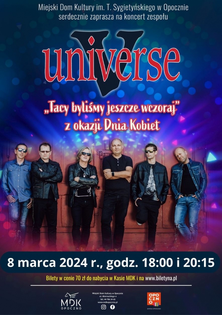  UNIVERSE W MDK OPOCZNO – DODATKOWA GODZINA KONCERTU!