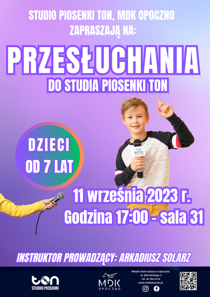 Plakat promujący przesłuchania