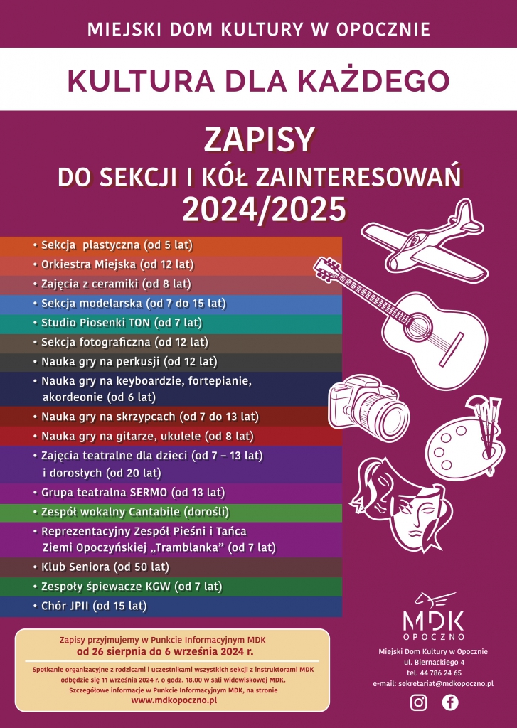 Zapraszamy do sekcji i kół zainteresowań w nowym roku artystycznym