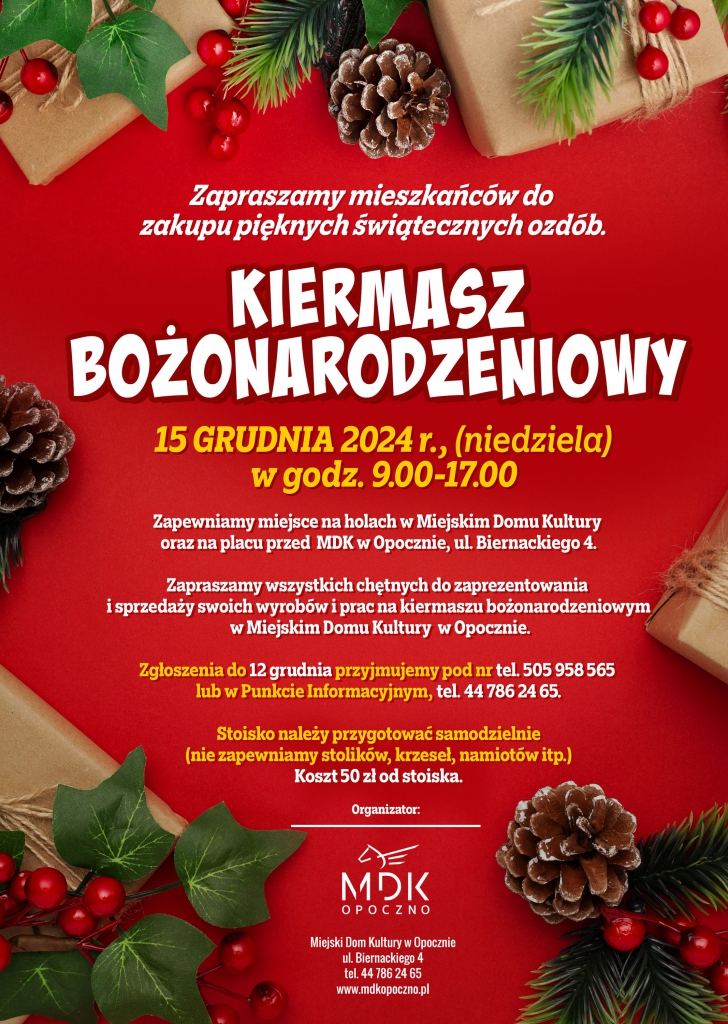Kiermasz bożonarodzeniowy w Miejskim Domu Kultury