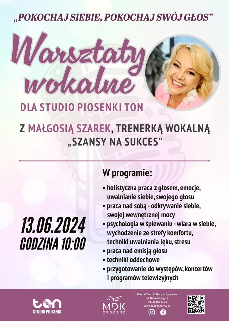 Pokochaj siebie, pokochaj swój głos - warsztaty z trenerką SZANSY NA SUKCES