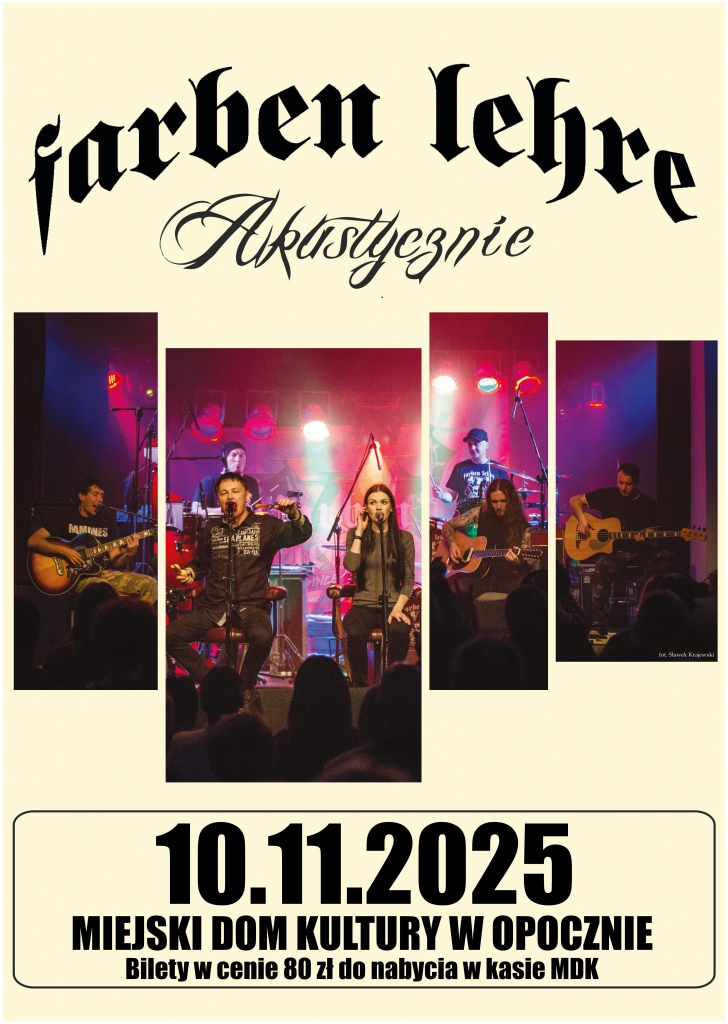 FARBEN LEHRE akustycznie - wyjątkowy koncert w Opocznie! FARBEN LEHRE akustycznie - wyjątkowy koncert w Opocznie!