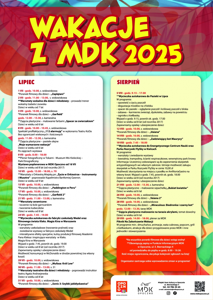 Moc wakacyjnych atrakcji w MDK - zapraszamy
