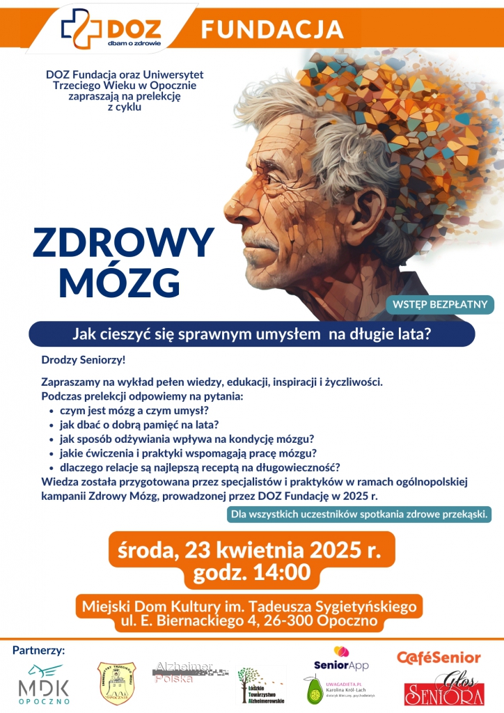 ZDROWY MÓZG - seniorzy, zapraszamy na spotkanie