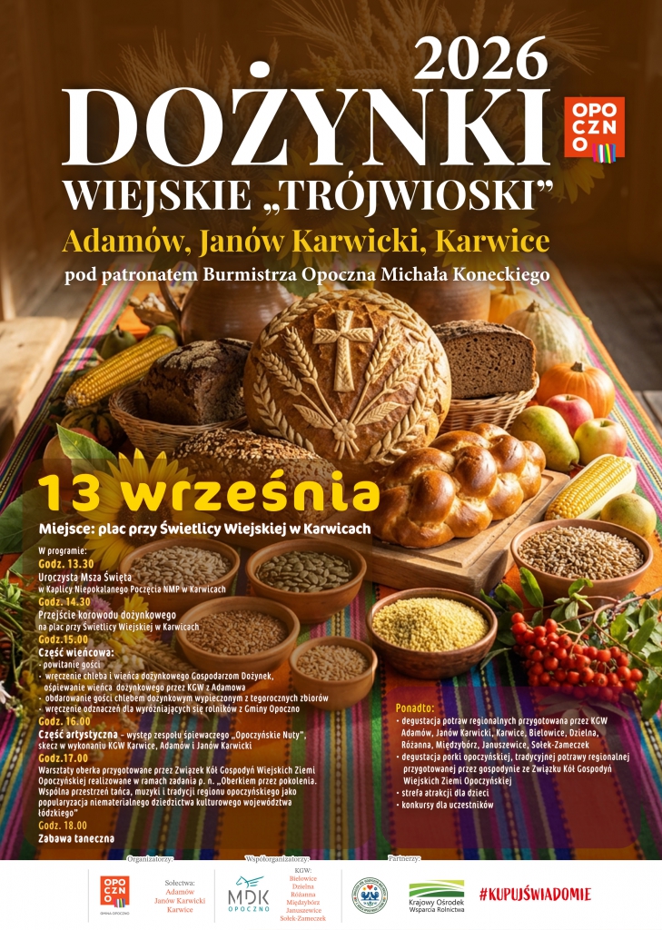 Dożynki Wiejskie „Trójwioski” 2026 – wspólne święto plonów w Karwicach Dożynki Wiejskie „Trójwioski” 2026 – wspólne święto plonów w Karwicach