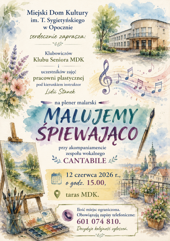 Malujemy śpiewająco - zapraszamy na plener malarski przy MDK Malujemy śpiewająco - zapraszamy na plener malarski przy MDK