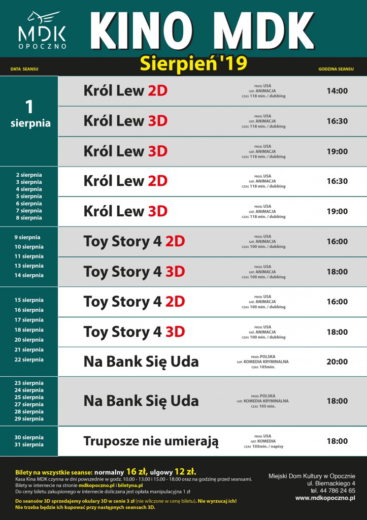 Sierpień ’19 w Kinie MDK