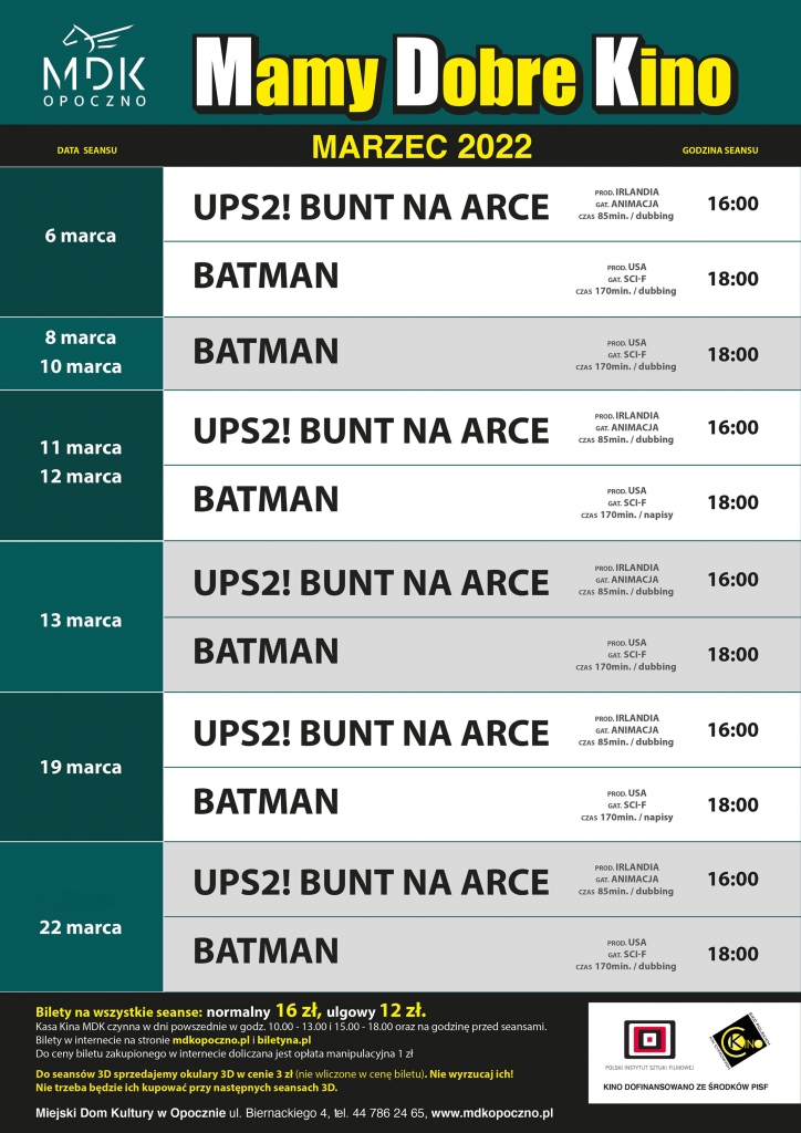 Kino MDK w marcu 2022