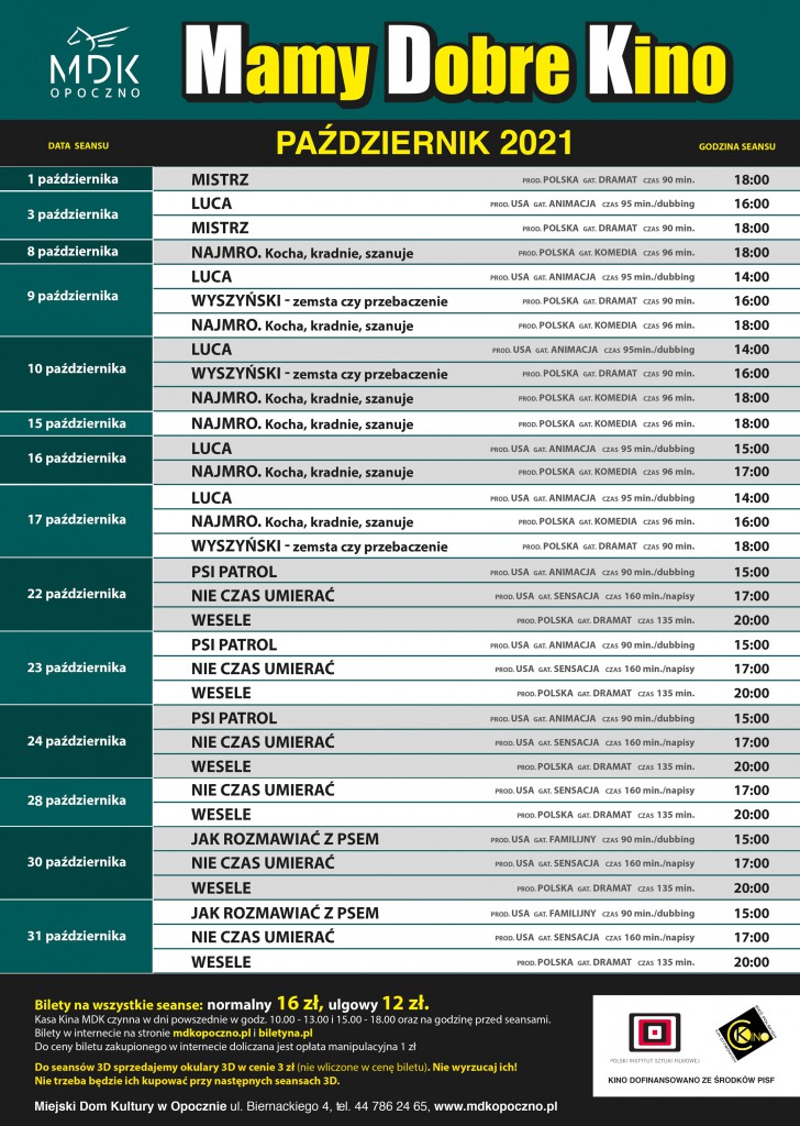 Październik 2021 w Kinie MDK